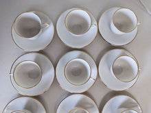 Load image into Gallery viewer, Set of 12 Rorstrand - Sweden - Gold Rimmed & Ribbed Demitasse Cups & Saucers