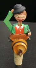 Load image into Gallery viewer, Folk Art Mechanical Carved Wood Liquor Stopper