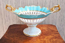 Load image into Gallery viewer, Davenport, Longport Staffordshire, Pedestal Compote Bowl - Teal & Gold - AS IS