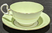 Load image into Gallery viewer, AYNSLEY Fine Bone China Cup & Saucer -- Soft Green, Gold Trim, Bouquet In Bowl