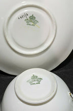 Load image into Gallery viewer, AYNSLEY Fine Bone China Cup & Saucer -- Soft Green, Gold Trim, Bouquet In Bowl