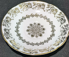 Load image into Gallery viewer, Stanley Fine Bone China Tea Cup & Saucer - Gold Scroll & Flower Detail on White