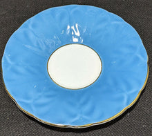 Load image into Gallery viewer, AYNSLEY Fine Bone China Cup & Saucer - Bright Blue With Grey Flower Detail