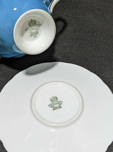 Load image into Gallery viewer, AYNSLEY Fine Bone China Cup & Saucer - Bright Blue With Grey Flower Detail