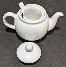 Load image into Gallery viewer, Small, White Ceramic Bachelors Teapot With Infuser Inside