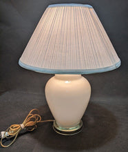 Load image into Gallery viewer, Milk Glass Table Lamp, Chrome Tone Base -- Working!