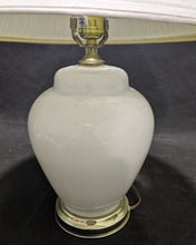 Load image into Gallery viewer, Milk Glass Table Lamp, Chrome Tone Base -- Working!