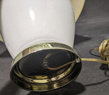 Load image into Gallery viewer, Milk Glass Table Lamp, Chrome Tone Base -- Working!