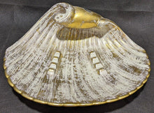 Load image into Gallery viewer, Large Ceramic Shell Decor by Haeger with Gold Tweed Glaze (22Kt) w Fruit