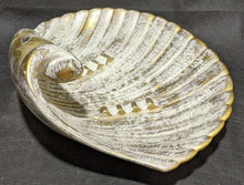 Load image into Gallery viewer, Large Ceramic Shell Decor by Haeger with Gold Tweed Glaze (22Kt) w Fruit