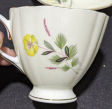 Load image into Gallery viewer, COLCLOUGH Bone China Tea Cup & Saucer - Yellow With Floral Pattern