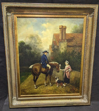 Load image into Gallery viewer, Large Original Artwork - Oil on Canvas - Man on Horse, Woman & Dog