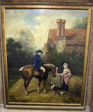 Load image into Gallery viewer, Large Original Artwork - Oil on Canvas - Man on Horse, Woman & Dog