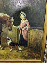 Load image into Gallery viewer, Large Original Artwork - Oil on Canvas - Man on Horse, Woman & Dog