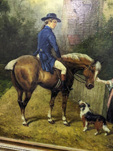 Load image into Gallery viewer, Large Original Artwork - Oil on Canvas - Man on Horse, Woman & Dog