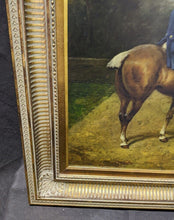 Load image into Gallery viewer, Large Original Artwork - Oil on Canvas - Man on Horse, Woman & Dog
