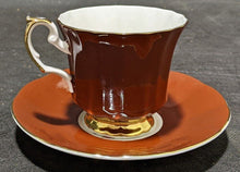 Load image into Gallery viewer, Elizabethan Staffordshire Bone China Tea Cup & Saucer - Maroon & Autumn Flowers
