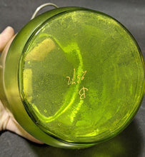 Load image into Gallery viewer, Vintage Hand Painted Green Glass Biscuit Barrel - As Is