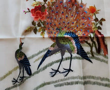Load image into Gallery viewer, Vintage Asian Silk Embroidery - Never Framed - Peacock - 36" x 18"