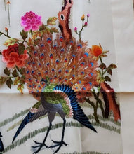 Load image into Gallery viewer, Vintage Asian Silk Embroidery - Never Framed - Peacock - 36" x 18"