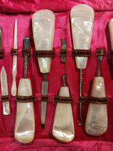 Load image into Gallery viewer, Vintage Heavy Mother of Pearl Handle Full Manicure 15 Pieces Vanity Set