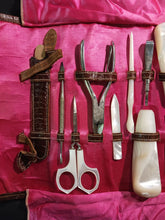 Load image into Gallery viewer, Vintage Heavy Mother of Pearl Handle Full Manicure 15 Pieces Vanity Set
