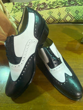 Load image into Gallery viewer, Conti Men's Formal White & Black Leather Boot Wingtip Two Tone Shoes