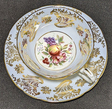 Load image into Gallery viewer, PARAGON Bone China Tea Cup & Saucer - Blue & Gold - Fruit Bouquet in Bowl