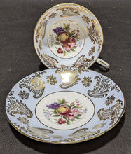 Load image into Gallery viewer, PARAGON Bone China Tea Cup & Saucer - Blue & Gold - Fruit Bouquet in Bowl