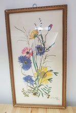 Load image into Gallery viewer, Antique Framed Flowers Print - Signed - F
