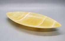 Load image into Gallery viewer, Polished Yellow Stone / Onyx Marquise Shaped Soap Dish