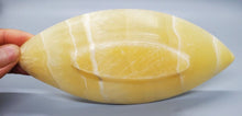 Load image into Gallery viewer, Polished Yellow Stone / Onyx Marquise Shaped Soap Dish