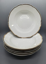 Load image into Gallery viewer, 6 Gold Border Rimmed Soup Bowls by C.Mielow, Poland