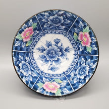 Load image into Gallery viewer, Beautiful Blue Rose Motif Serving Bowl - Maker Unknown
