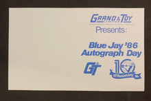 Load image into Gallery viewer, 1986 Blue Jays Autograph Day Card Presented by Grand & Toy Non Written