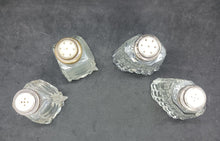 Load image into Gallery viewer, Crystal Glass Salt & Pepper Shakers STERLING TOPS 2 pairs Lot #04