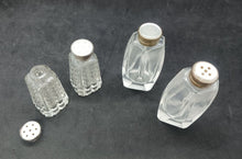 Load image into Gallery viewer, Crystal Glass Salt & Pepper Shakers STERLING TOPS 2 pairs Lot #09