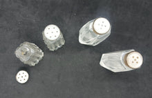 Load image into Gallery viewer, Crystal Glass Salt & Pepper Shakers STERLING TOPS 2 pairs Lot #09
