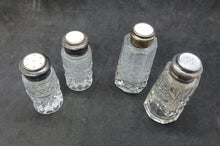Load image into Gallery viewer, Crystal Glass Salt & Pepper Shakers STERLING TOPS 2 pairs Lot #10