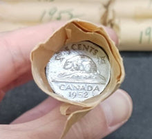 Load image into Gallery viewer, 1952 Canadian Nickel Roll (Canada 5 cent) (40 coins per roll) x 10 Rolls Lot A