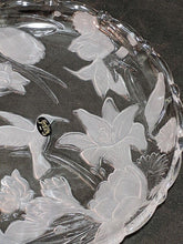 Load image into Gallery viewer, Large Round Glass Platter / Serving Dish - 13" - Hummingbird & Flowers