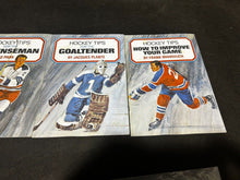 Load image into Gallery viewer, 1970 Hockey Tips Books for Forward, Defence, Goaltender, Improve your Game, VG