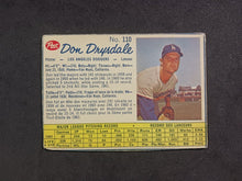 Load image into Gallery viewer, 1962 Post Canadian Don Drysdale #110 Baseball Card Hand Cut