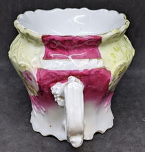 Load image into Gallery viewer, Victorian Porcelain Shaving Scuttle Mug - Green & Pink With Rose Detail