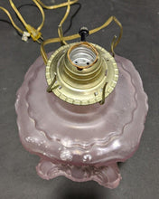 Load image into Gallery viewer, Vintage Pink Depression Glass Electrified Oil Lamp - No Chimney