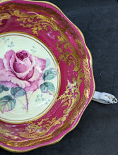 Load image into Gallery viewer, Double Warrant PARAGON Red, Gold & Large Cabbage Rose Teacup & Saucer J6905/2