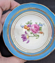 Load image into Gallery viewer, AYNSLEY Fine Bone China Teacup & Saucer - Teal, Gold & Floral Bouquet