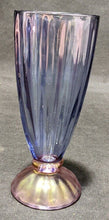 Load image into Gallery viewer, Pink & Purple Iridescent Glass Pedestal Vase - 7.5" High