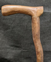 Load image into Gallery viewer, Wooden Cane / Walking Stick - Carved Face In Middle - 35" - No Tip