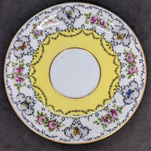 Load image into Gallery viewer, AYNSLEY Bone China Tea Cup & Saucer - Bright Yellow With Scalloped Floral Border